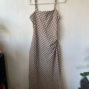 House of Harlow 1960 Brown and White Sleeveless Midi Dress